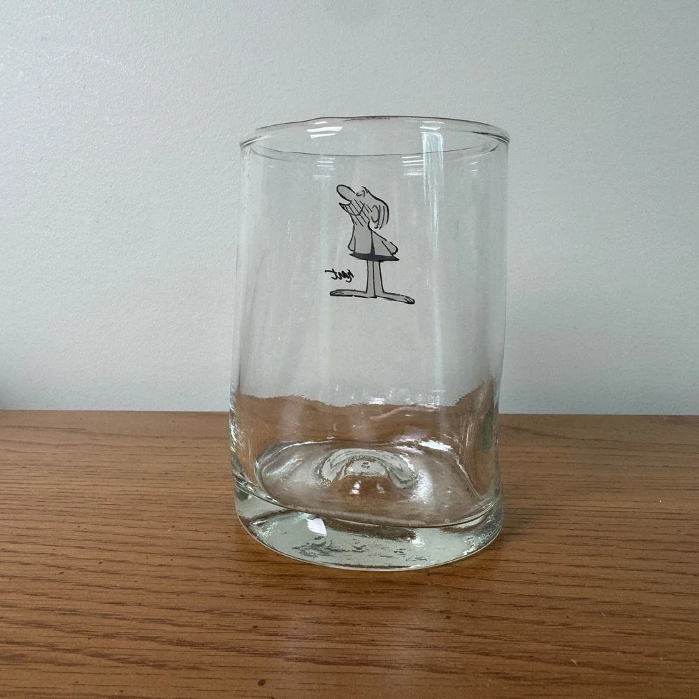 Vintage Johnny Hart BC Comic Strip Caveman‎ Character Glass Cocktail Tumbler